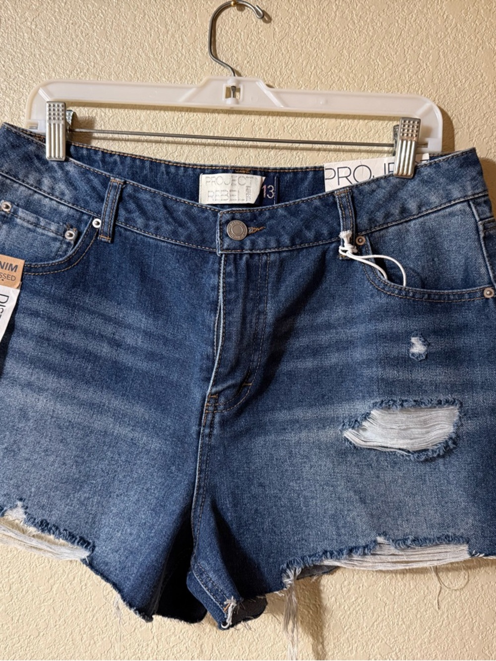 Women's Blue Distressed Denim Shorts
